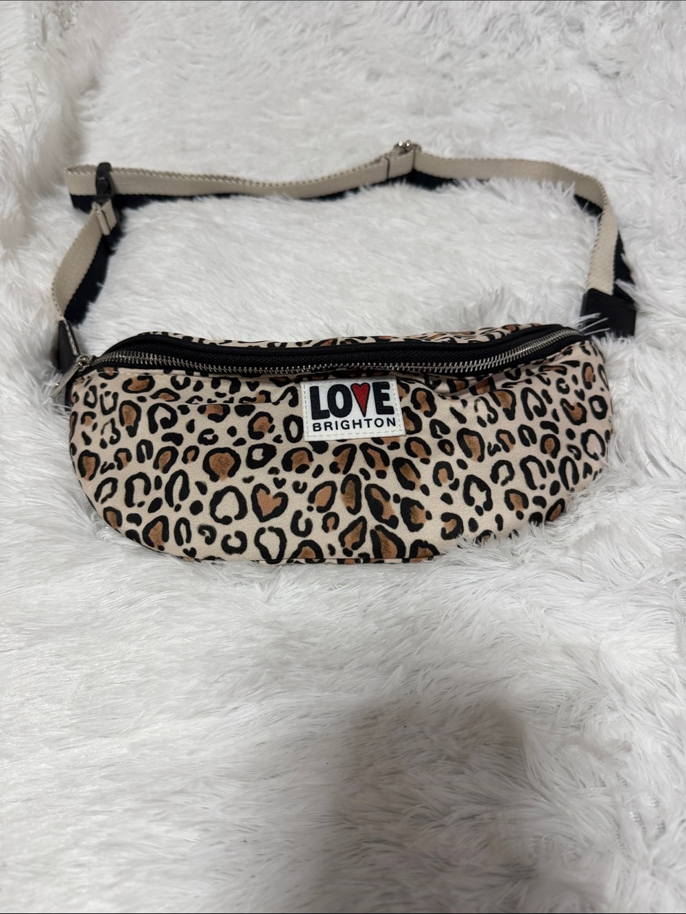 Brighton Leopard Print Crescent Belt Bag in Black, Tan, Cream